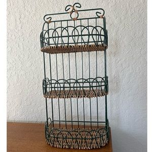 Boho Rattan/Wicker & metal trinket organizer shelf